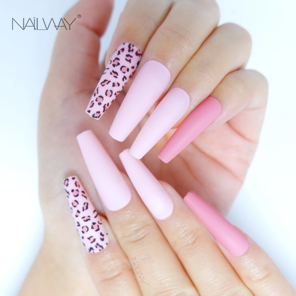 LONG COFFIN press on nails 24 pc nail set stick on fake nail with glue kit